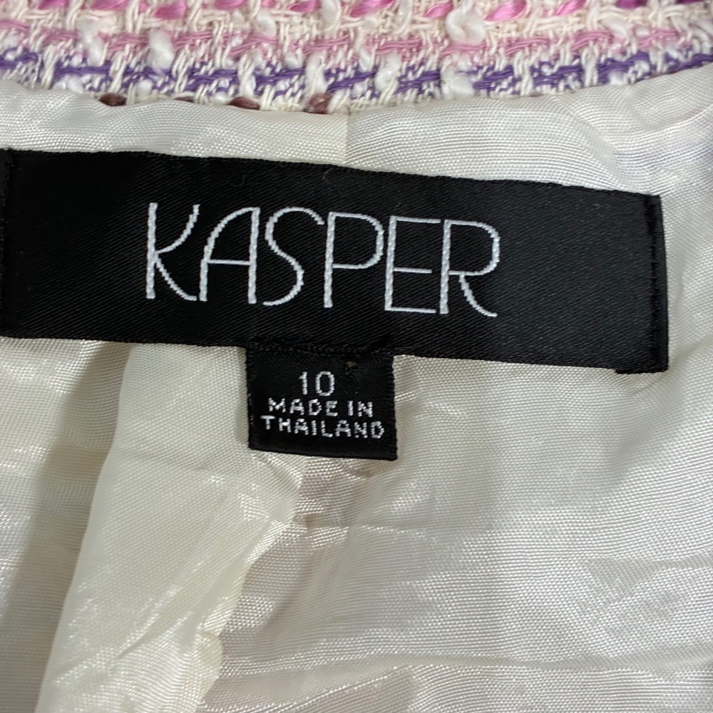 Kasper Tweed Skirt Suit Womens 10 Pink Purple Open Jacket Career Wear - Picture 3 of 13